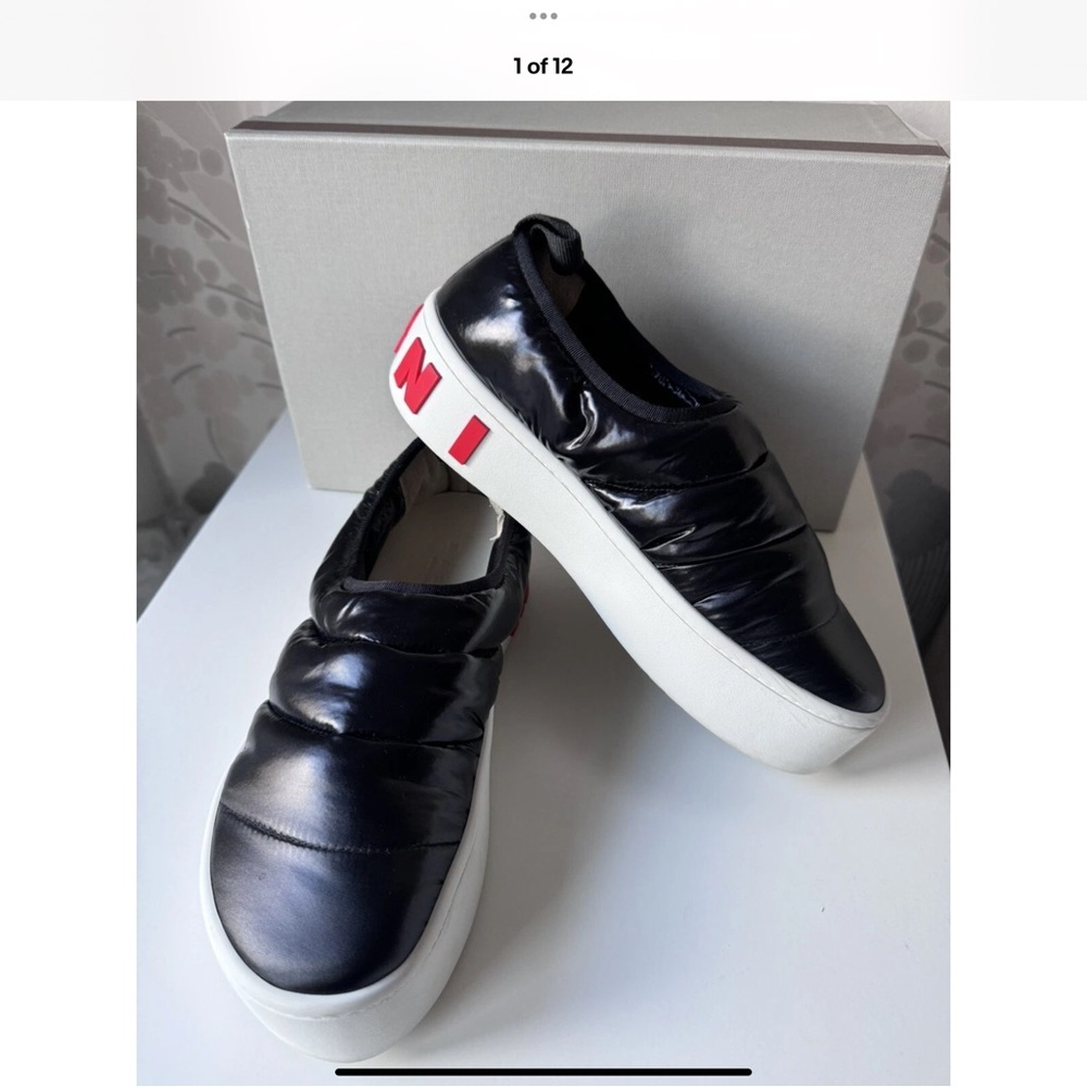 MARNI Black Puffy Quilted Platform Slip On Sneakers Trainers Size UK 5 EU 38 /8